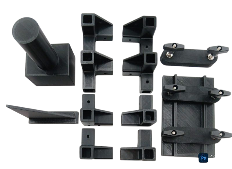 Eazy Furniture - Square Connectors - Frame Builder Kit  3 Way 2 - Tier Outside shelves 100% Customizable to Length Width Height